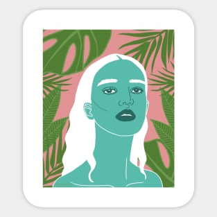 Tropical Woman Palm Leaves Sticker